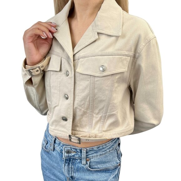 Christian Dior Vintage 2001 Croped Denim Jacket #38 Beige Long Sleeve [106434] - Picture 3 of 13